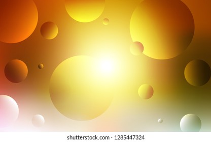 Light Green, Yellow vector background with bubbles. Glitter abstract illustration with blurred drops of rain. Pattern can be used for ads, leaflets.