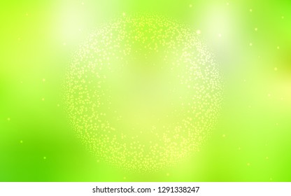 Light Green, Yellow vector background with galaxy stars. Space stars on blurred abstract background with gradient. Template for cosmic backgrounds.