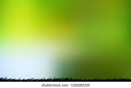 Light Green, Yellow vector background with astronomical stars. Shining illustration with sky stars on abstract template. Best design for your ad, poster, banner.