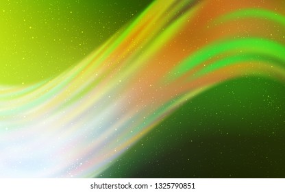 Light Green, Yellow vector background with galaxy stars. Space stars on blurred abstract background with gradient. Smart design for your business advert.