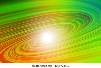 Light Green, Yellow vector background with galaxy stars. Glitter abstract illustration with colorful cosmic stars. Smart design for your business advert.