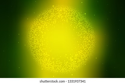 Light Green, Yellow vector background with galaxy stars. Space stars on blurred abstract background with gradient. Smart design for your business advert.