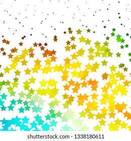 Light Green, Yellow vector background with small and big stars. Modern geometric abstract illustration with stars. Theme for cell phones.