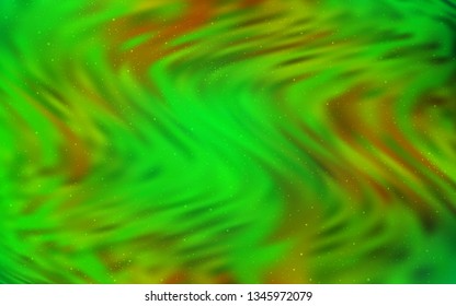 Light Green, Yellow vector background with astronomical stars. Shining colored illustration with bright astronomical stars. Template for cosmic backgrounds.