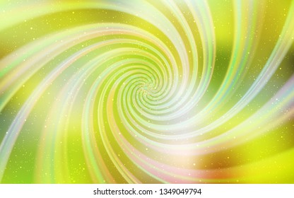 Light Green, Yellow vector background with astronomical stars. Space stars on blurred abstract background with gradient. Best design for your ad, poster, banner.