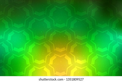Light Green, Yellow vector background with curved lines. Colorful illustration in abstract style with gradient. The best colorful design for your business.