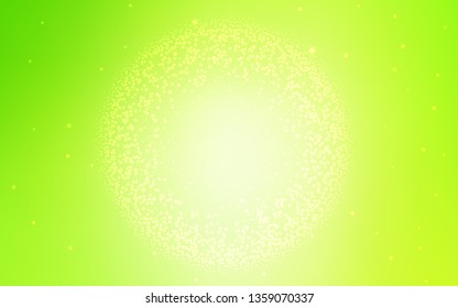 Light Green, Yellow vector background with galaxy stars. Shining colored illustration with bright astronomical stars. Pattern for futuristic ad, booklets.