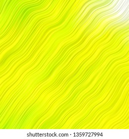 Light Green, Yellow vector background with bent lines. Colorful geometric sample with gradient curves.  Pattern for commercials, ads.