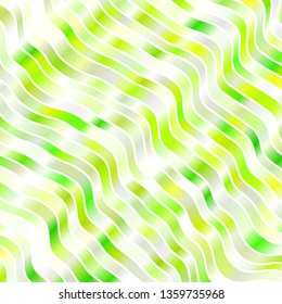 Light Green, Yellow vector background with lines. Bright illustration with gradient circular arcs. Pattern for booklets, leaflets.