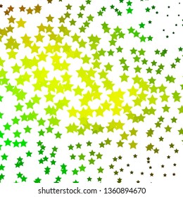 Light Green, Yellow vector background with colorful stars. Shining colorful illustration with small and big stars. Design for your business promotion.