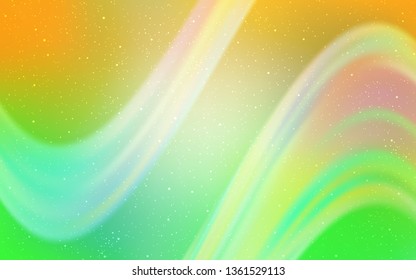 Light Green, Yellow vector background with galaxy stars. Shining illustration with sky stars on abstract template. Template for cosmic backgrounds.