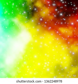 Light Green, Yellow vector background with small and big stars. Blur decorative design in simple style with stars. Pattern for websites, landing pages.