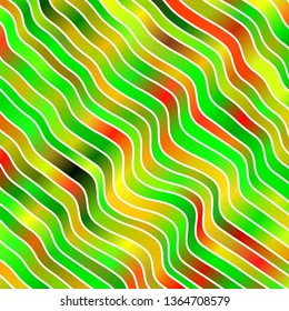 Light Green, Yellow vector background with bent lines. Abstract illustration with gradient bows. Pattern for booklets, leaflets.