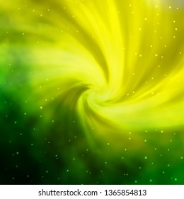 Light Green, Yellow vector background with small and big stars. Modern geometric abstract illustration with stars. Pattern for new year ad, booklets.