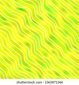 Light Green, Yellow vector background with curved lines. Abstract illustration with bandy gradient lines. Pattern for ads, commercials.