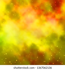Light Green, Yellow vector background with colorful stars. Colorful illustration in abstract style with gradient stars. Theme for cell phones.