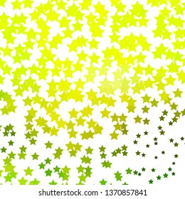 Light Green, Yellow vector background with small and big stars. Modern geometric abstract illustration with stars. Pattern for websites, landing pages.
