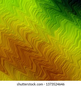 Light Green, Yellow vector background with wry lines. Bright sample with colorful bent lines, shapes. Best design for your ad, poster, banner.