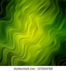Light Green, Yellow vector background with curves. Abstract illustration with bandy gradient lines. Pattern for websites, landing pages.