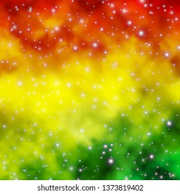 Light Green, Yellow vector background with small and big stars. Colorful illustration in abstract style with gradient stars. Pattern for wrapping gifts.