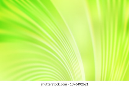 Light Green, Yellow vector background with curved lines. Creative illustration in halftone style with gradient. Template for cell phone screens.