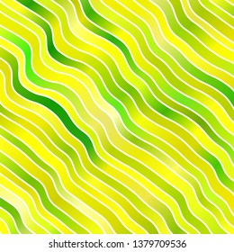 Light Green, Yellow vector background with curves. Colorful illustration in abstract style with bent lines. Pattern for ads, commercials.