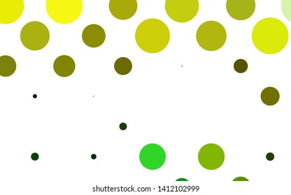 Light Green, Yellow vector background with bubbles. Glitter abstract illustration with blurred drops of rain. Pattern for beautiful websites.