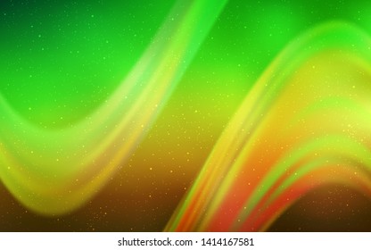 Light Green, Yellow vector background with galaxy stars. Blurred decorative design in simple style with galaxy stars. Pattern for futuristic ad, booklets.