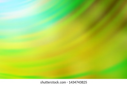 Light Green, Yellow vector background with curved lines. Colorful illustration in abstract style with gradient. Colorful wave pattern for your design.