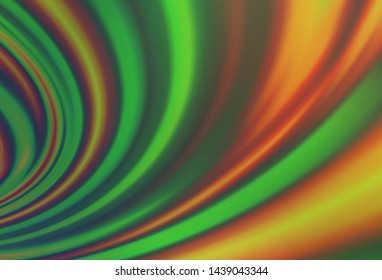 Light Green, Yellow vector background with bent lines. A vague circumflex abstract illustration with gradient. New composition for your brand book.