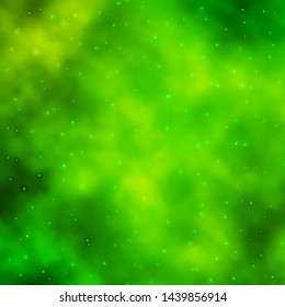 Light Green, Yellow vector background with small and big stars. Blur decorative design in simple style with stars. Pattern for new year ad, booklets.