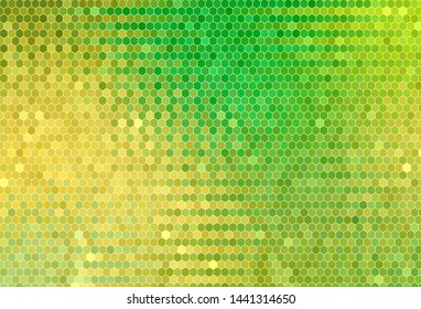 Light Green, Yellow vector background with set of hexagons. Colorful hexagons on blur backdrop. Pattern for landing pages.