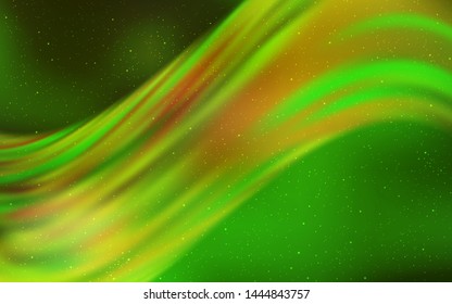 Light Green, Yellow vector background with astronomical stars. Glitter abstract illustration with colorful cosmic stars. Pattern for futuristic ad, booklets.