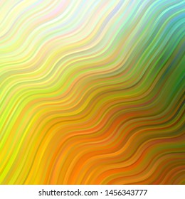Light Green, Yellow vector background with bent lines. Colorful geometric sample with gradient curves.  Best design for your ad, poster, banner.