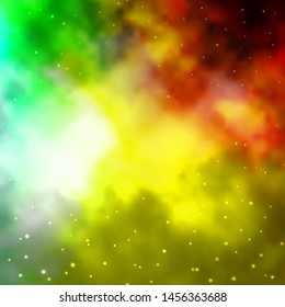 Light Green, Yellow vector background with colorful stars. Colorful illustration in abstract style with gradient stars. Theme for cell phones.