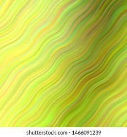 Light Green, Yellow vector background with bent lines. Colorful illustration with curved lines. Template for cellphones.