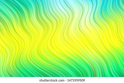 Light Green, Yellow vector background with abstract lines. A vague circumflex abstract illustration with gradient. Textured wave pattern for backgrounds.