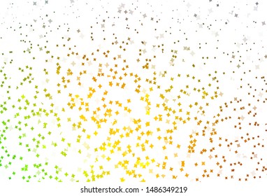 Light Green, Yellow vector background with small and big stars. Glitter abstract illustration with colored stars. Template for cosmic backgrounds.