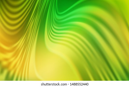 Light Green, Yellow vector background with wry lines. A shining illustration, which consists of curved lines. A new texture for your  ad, booklets, leaflets.