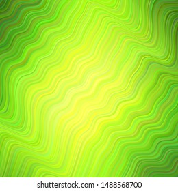 Light Green, Yellow vector background with bent lines. A circumflex abstract illustration with gradient. Pattern for your business design.