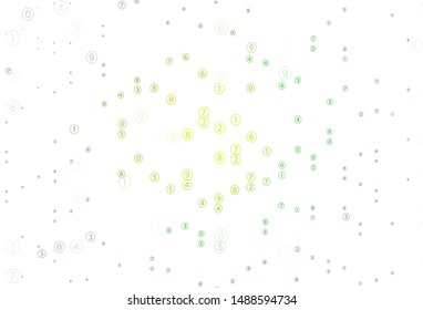 Light Green, Yellow vector background with signs of numerals. Shining colorful illustration with isolated Digit signs. Pattern for posters, banners of math books.