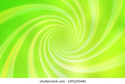 Light Green, Yellow vector background with astronomical stars. Blurred decorative design in simple style with galaxy stars. Template for cosmic backgrounds.