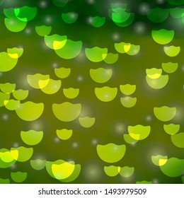 Light Green, Yellow vector background with circles, stars. Abstract illustration with colorful spots, stars. Design for posters, banners.