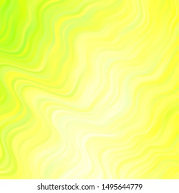 Light Green, Yellow vector background with lines. Bright illustration with gradient circular arcs. Pattern for ads, commercials.