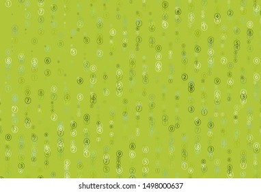 Light Green, Yellow vector background with math characters. Shining colorful illustration with isolated Digit signs. Pattern for ad, booklets, leaflets of education.