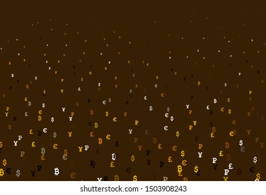 Light Green, Yellow vector background with signs of currency. Modern abstract illustration with symbols of digital money. Pattern for bank ads, posters, banners.