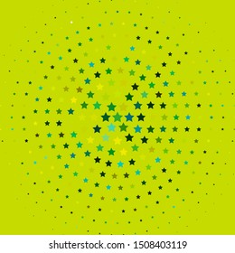 Light Green, Yellow vector background with small and big stars. Shining colorful illustration with small and big stars. Pattern for new year ad, booklets.
