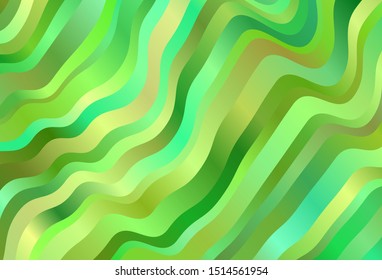 Light Green, Yellow vector background with curved lines. Colorful geometric sample with gradient lines.  Template for cell phone screens.