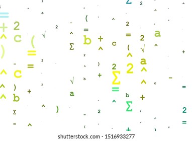 Light Green, Yellow vector background with Digit symbols. Shining colorful illustration with isolated Digit signs. Pattern for ads, poster, banner of books.