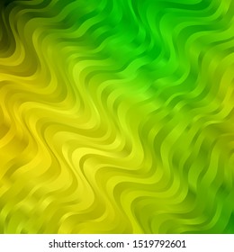 Light Green, Yellow vector background with curves. Gradient illustration in simple style with bows. Pattern for websites, landing pages.